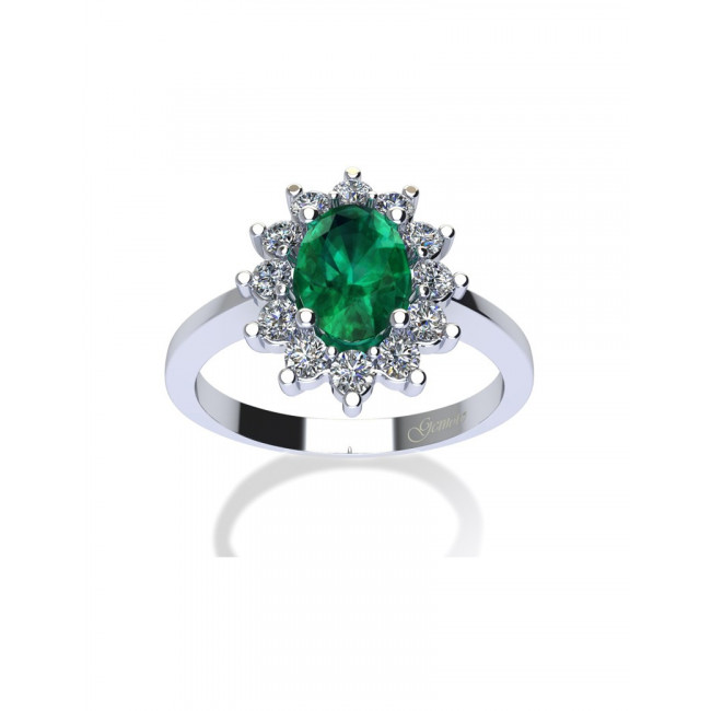 ANELLO GEMORO ORO 18kt gr. 3,70 SMERALDO ct. 0,77 DIAMANTI ct. 0,34  AC209BIASM