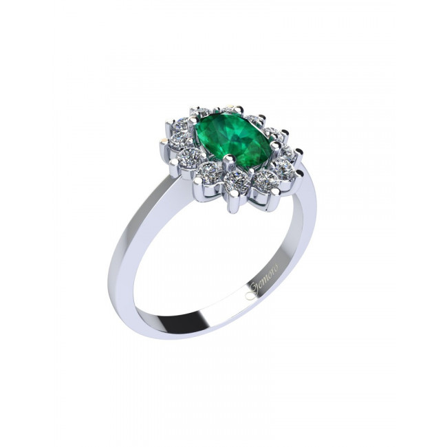 ANELLO GEMORO ORO 18kt gr. 3,70 SMERALDO ct. 0,77 DIAMANTI ct. 0,34  AC209BIASM