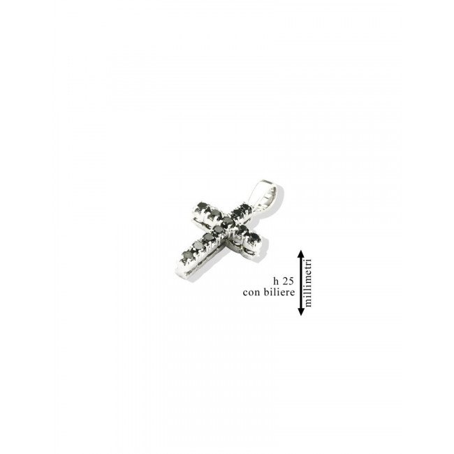 CIONDOLO GEMORO ORO 18kt gr. 2,00 DIAMANTI NERI ct. 0,26  CU102BIA