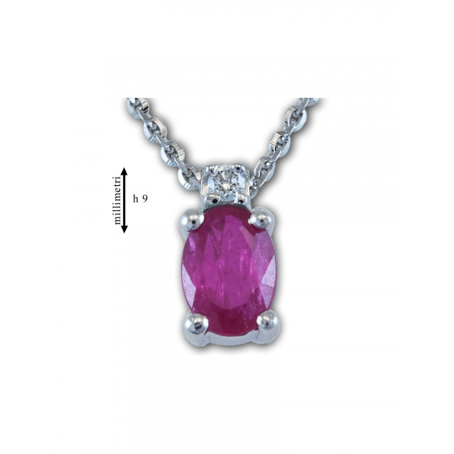 GIROCOLLO GEMORO ORO 18kt gr. 2,25 RUBINO gr. 0,72 DIAMANTE gr. 0,02  PC180BIARB