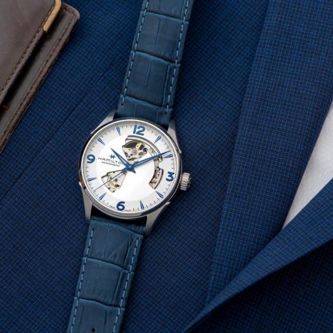 HAMILTON JAZZMASTER AUTOMATICO OPEN HEART PELLE H32705651