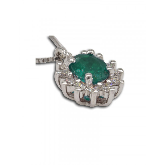 GIROCOLLO GEMORO ORO 18kt gr. 2,20 SMERALDO gr. 0,26 DIAMANTI ct. 0,12  PC182BIASM