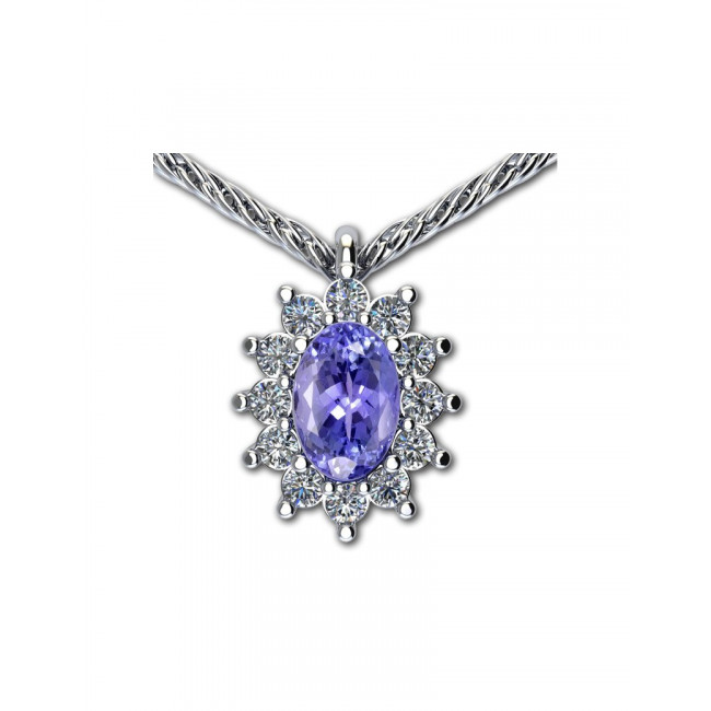 GIROCOLLO GEMORO ORO 18kt gr. 2,70 TANZANITE ct. 0,44 DIAMANTI ct. 0,22  PC190BIATZ