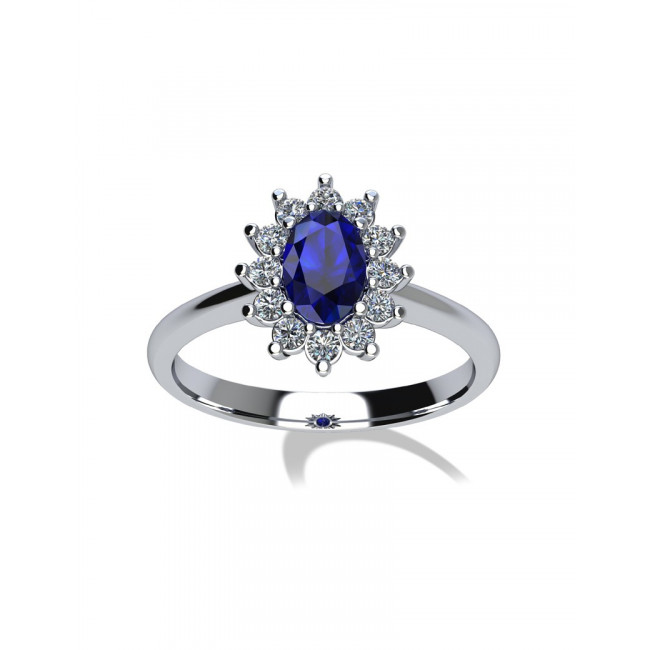 ANELLO GEMORO ORO18kt  gr. 2,90 ZAFFIRO ct. 0,62 DIAMANTI ct. 0,22  TAC416BZF