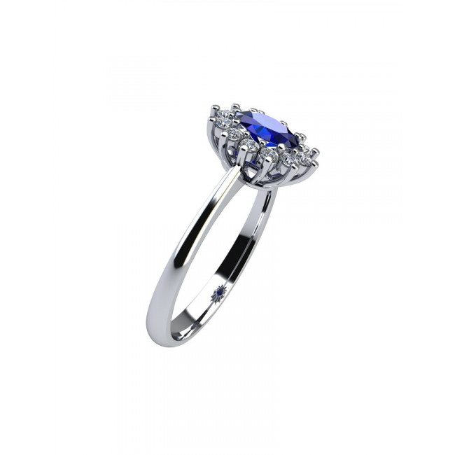 ANELLO GEMORO ORO18kt  gr. 2,90 ZAFFIRO ct. 0,62 DIAMANTI ct. 0,22  TAC416BZF