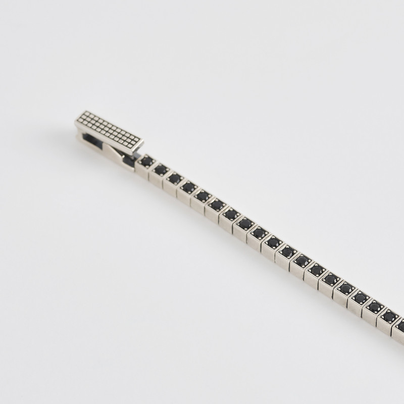 Bracciale Tennis In Argento 925 Con Pietre Granato Taglio Quadrato – Lunghezza 19cm