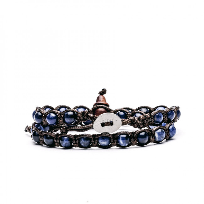 Tamashii Bracciale Unisex Long Con Ametista E Calabash In Legno - Cordino Di Cotone, Regolabile 16-23 Cm, BHS600-8