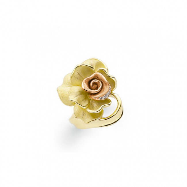 ANELLO ANNAMARIA CAMMILLI ROSE IN ORO ARANCIO APRICOT E GIALLO SUNRISE