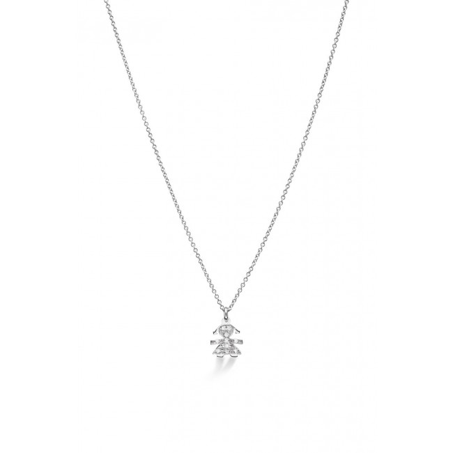 CIONDOLO BRICIOLE BIMBA ORO BIANCO E PAVÉ LBB336