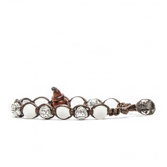 Bracciale Tamashii Ruota Della Preghiera In Agata Bianca Con Argento 925 – Meditazione E Purezza – Codice BHS900-14S - 2