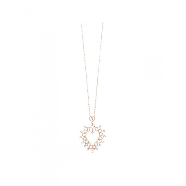 Tuscany Silver Pendente Cuore Maman D'Amour In Argento 925 Placcato Rodio Con Catena Curb 46 Cm