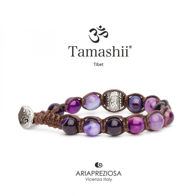 BRACCIALE TAMASHII AGATA VIOLA STRIATA RUOTA DELLA PREGHIERA BHS1100-85