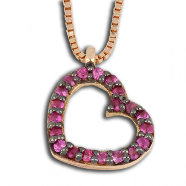 GIROCOLLO GEMORO IN ORO ROSA 18kt gr. 1,70  RUBINI NATURALI ct. 0,13  PB1726ROS.R