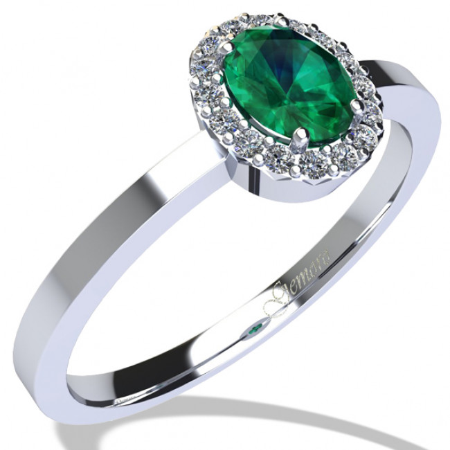 ANELLO GEMORO ORO 18KT gr. 2,15 DIAMANTI ct. 0,70 E SMERALDO ct. 0,27  AC409BIASM