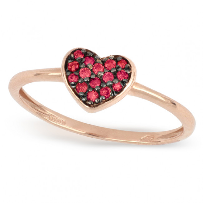 ANELLO GEMORO ORO  ROSA18KT gr. 1,35  RUBINI gr. 0,11  AB1118ROSRB