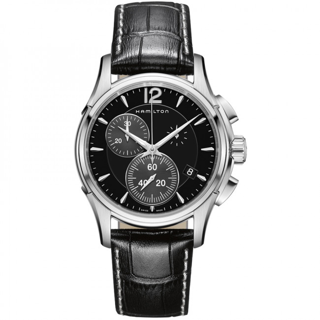 OROLOGIO HAMILTON JAZZMASTER CRONO QUARZO CINTURINO E QUADRANTE NERO