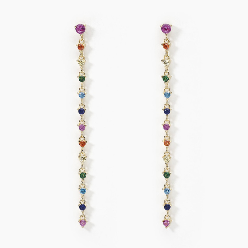 Orecchini Lunghi Donna In Argento 925 Placcato Oro Bianco Con Zirconi – Gioielli Eleganti E Moderni, Regalo Perfetto Per Donne E Ragazze