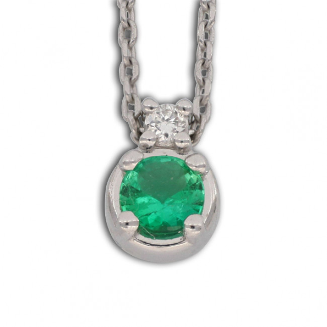 GIROCOLLO GEMORO IN ORO 18kt gr. 2,50 SMERALDO ct. 0,10 E DIAMANTI ct. 0,01 PC200BIASM