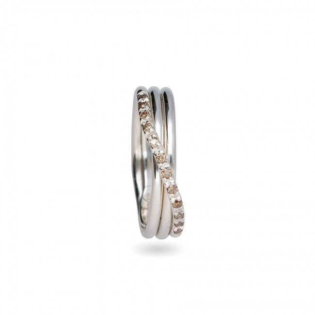 ANELLO FILODELLAVITA CLASSIC COLLECTION 3 FILI ARGENTO 925 E DIAMANTI  BROWN AN8ABR-15
