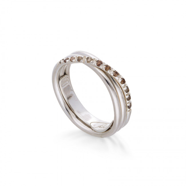ANELLO FILODELLAVITA CLASSIC COLLECTION 3 FILI ARGENTO 925 E DIAMANTI  BROWN AN8ABR-15
