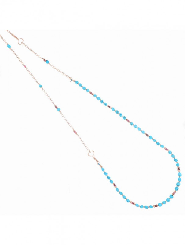 Collana di Turchese da 2 mm e Argento 925 - Collane - Sesto Chakra - Prodotti per i Sette Chakra