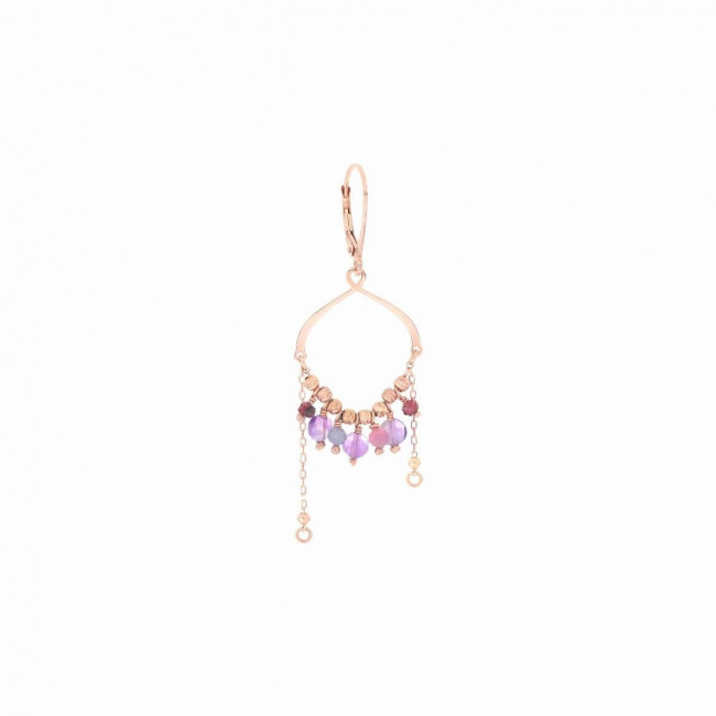 Maman Et Sophie Orecchino Singolo A Cerchio Con Iniziale - Argento Placcato Oro Rosa 19 Mm