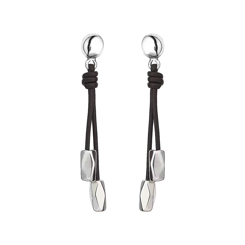 Orecchini UNOde50 Hipster - Argento Placcato - Fatto A Mano - Tre Cerchi Irregolari - Lunghezza 4,5 Cm - Gioiello Artigianale