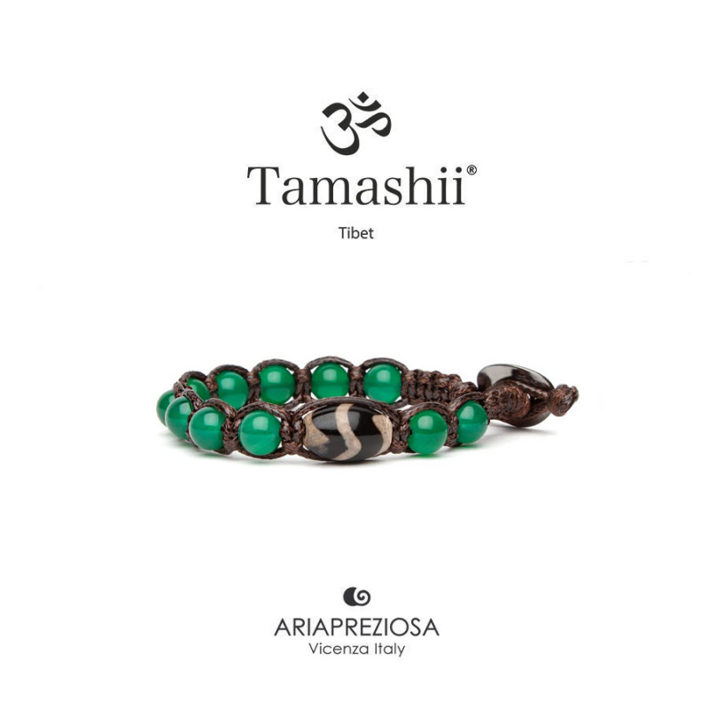 Bracciale Tamashii In Agata Muschiata (6mm) - Portafortuna Tibetano Unisex