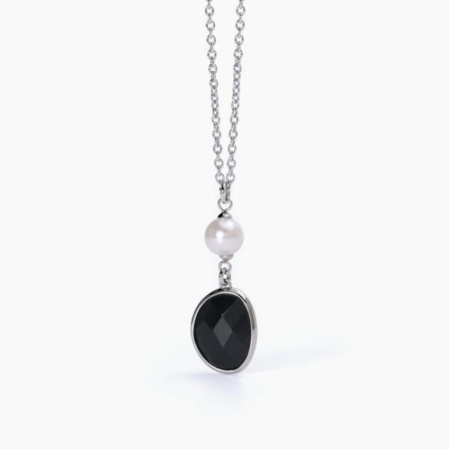 Ciondolo Donna Placcato Oro 18k - 2 Strati Palla Perline - Acciaio Inox 316L - Catena Inclusa