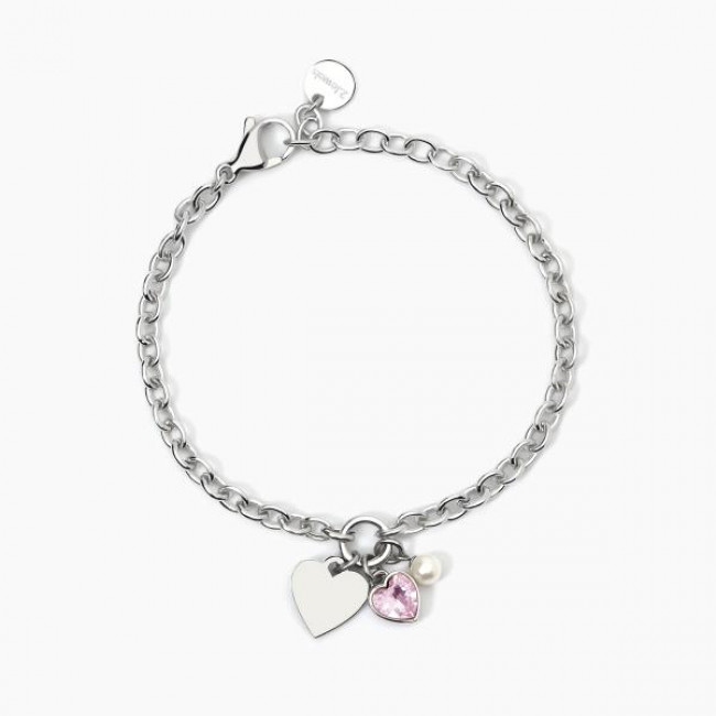 BRACCIALE 2JEWELS ACCIAIO CUORI CRISTALLO ROSA 232444