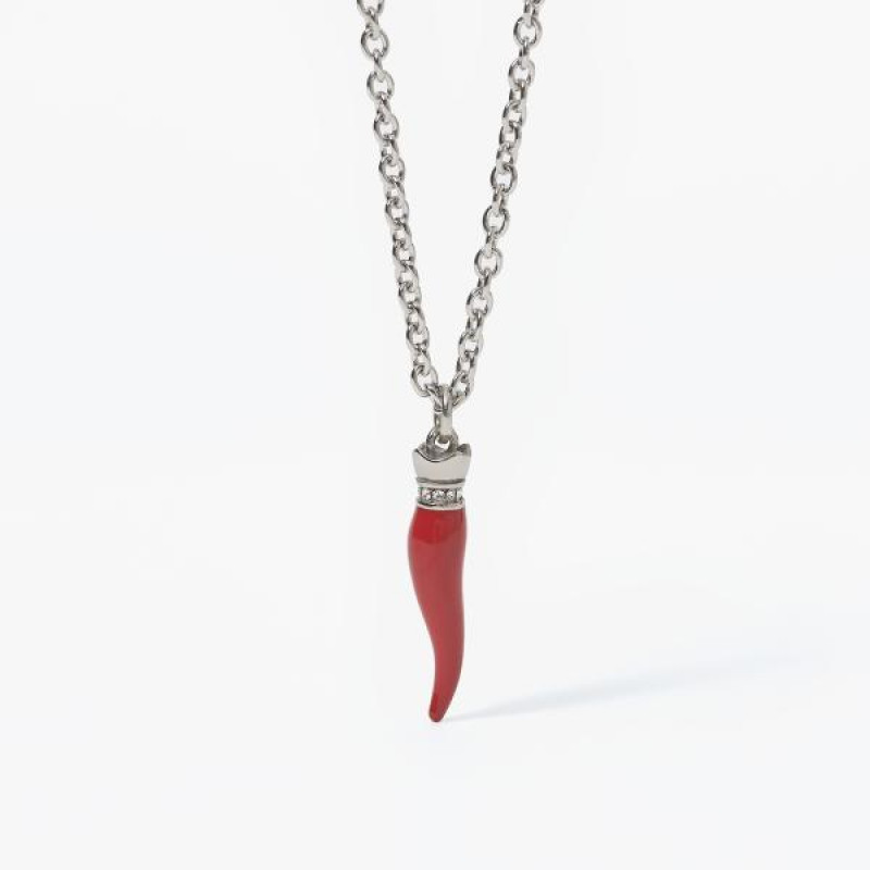 Collana media grumetta cuore e cornetto rosso | Amuleti