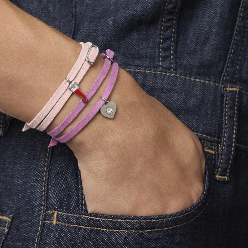 Bracciale Bangle Uomo Donna KIDULT Free Time - Acciaio 316L Con Cuore Smaltato - I Left My Heart In Paris