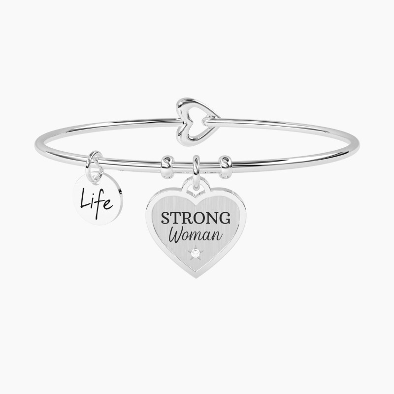 KIDULT Bracciale Rigido Donna – Gioiello Love In Acciaio Ipoallergenico, Regalo In Scatola Originale