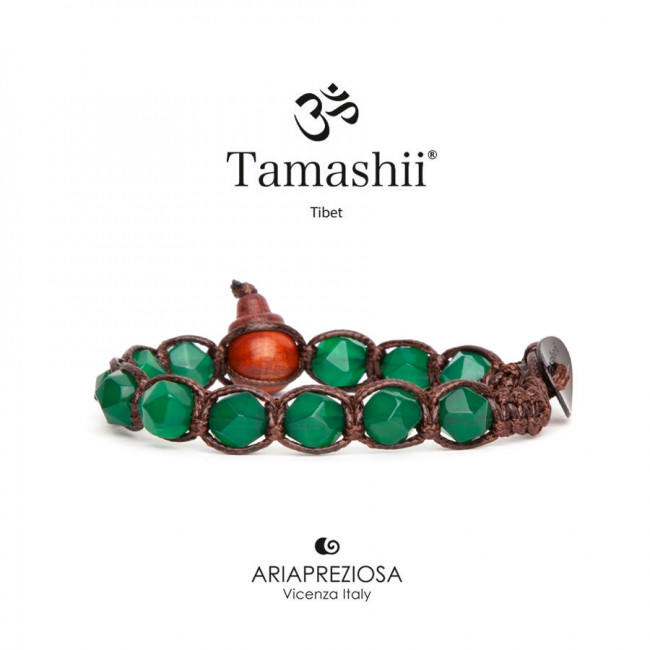 BRACCIALE TAMASHII DIAMOND CUT AGATA VERDE  BHS911-12