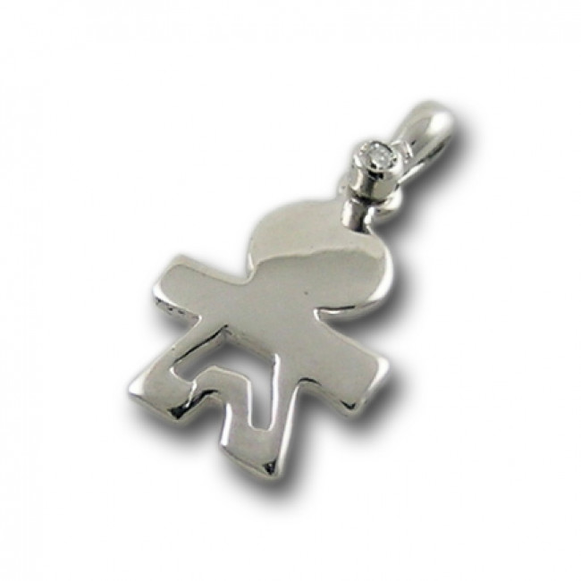 CIONDOLO BIMBO GEMORO ARGENTO 925  DIAMANTE CT. 0,02