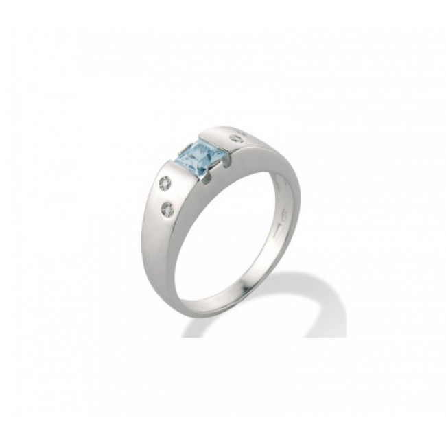 ANELLO GEMORO  ORO 18kt gr. 3,70 DIAMANTI ct. 0,02  ACQUA MARINA ct. 0,30  AM144BIA