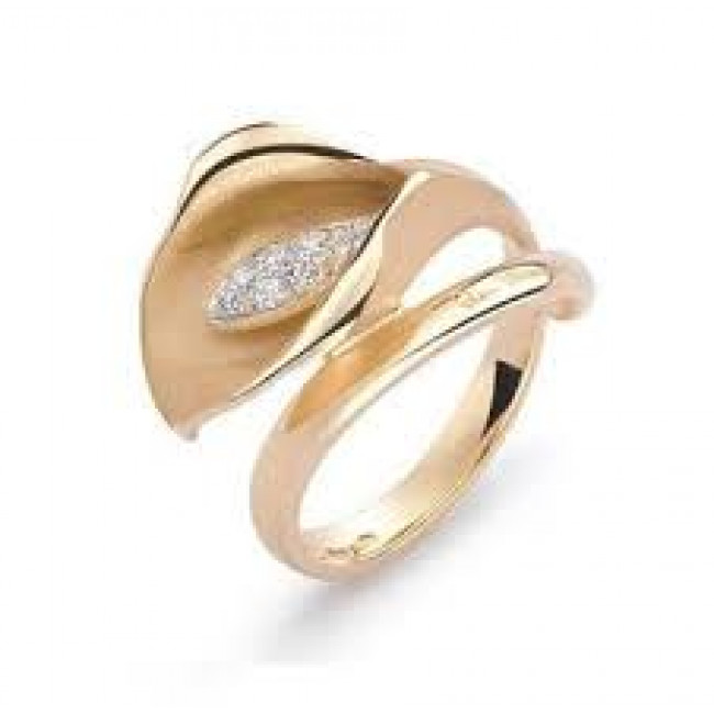 ANELLO ANNAMARIA CAMMILLI CALLA IN ORO ARANCIO APRICOT E DIAMANTI