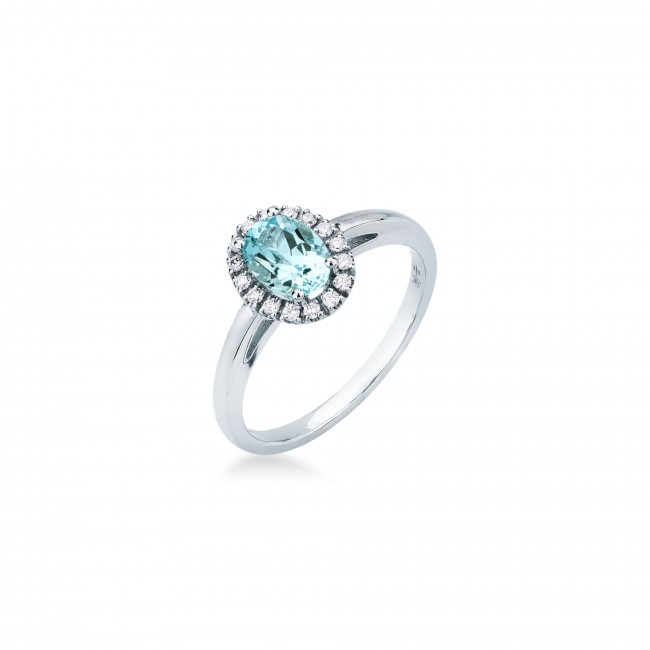 ANELLO MIRCO VISCONTI ORO 18KT ACQUAMARINA /DIAMANTI LF437/5ACO