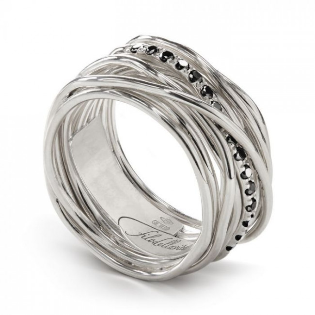 ANELLO FILODELLAVITA CLASSIC COLLECTION 13 FILI ARGENTO 925 E DIAMANTI NERI AN13ABN