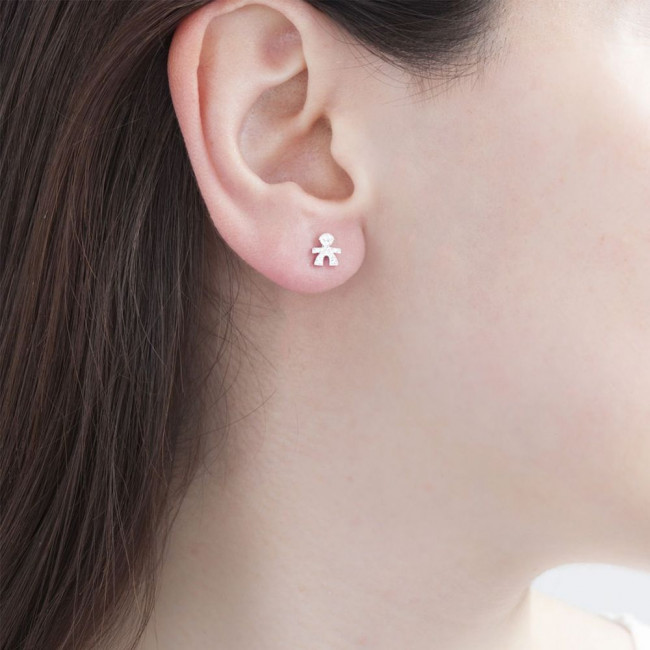 ORECCHINO LE BEBE'  SINGOLO BRICIOLE BIMBO ORO BIANCO E PAVÉ LBB311