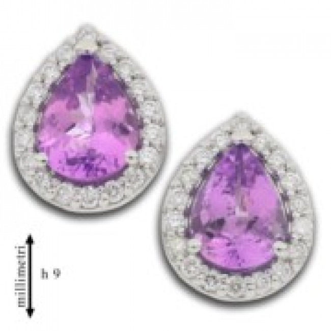 ORECCHINI GEMORO ORO 18KT CORINDONE NATURALE E DIAMANTI NATURALI OC115BROSA