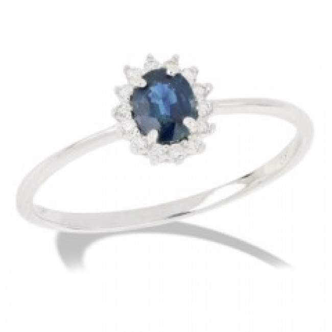 ANELLO GEMORO ORO 18KT E ZAFFIRO ct. 0,46 DIAMANTI ct. 0,07  AC479BIAZF