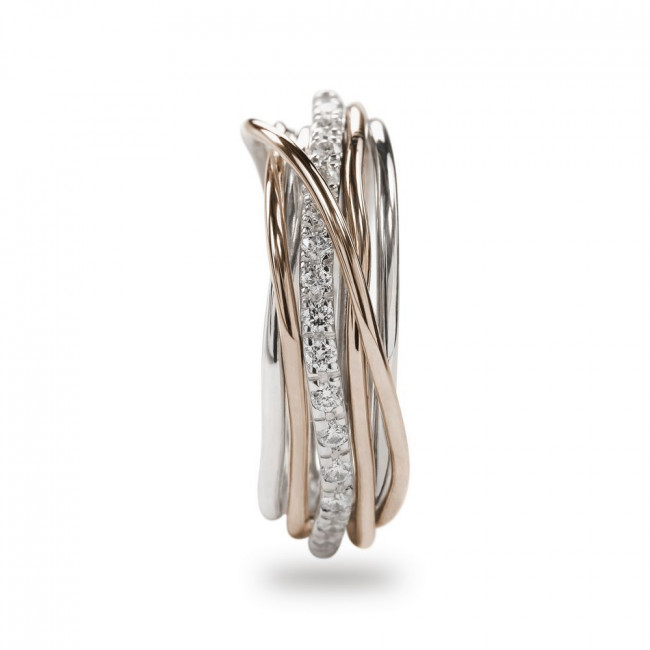 ANELLO FILODELLAVITA CLASSIC COLLECTION 7 FILI ORO ROSA ARGENTO 925 E DIAMANTI AN7ARBT