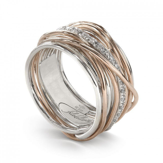 ANELLO FILODELLAVITA CLASSIC COLLECTION 13 FILI ORO ROSA ARGENTO E DIAMANTI AN13ARBT