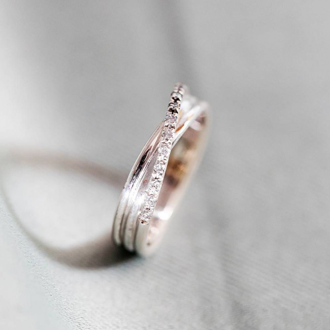 ANELLO FILODELLAVITA CLASSIC COLLECTION 3 FILI ARGENTO 925 E DIAMANTI AN8ABT