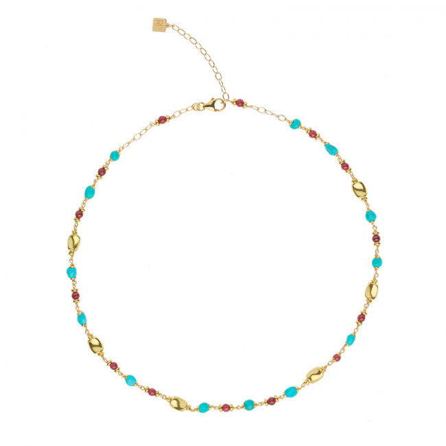 GIROCOLLO ROSSO PREZIOSO ARGENTO TURQUOISE & GARNET GC26073EU/SS-TQ