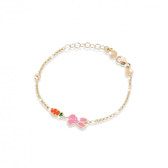 BRACCIALE LE BEBE' FORTUNA ORO GIALLO CAROTA E CONIGLIETTO PMG030