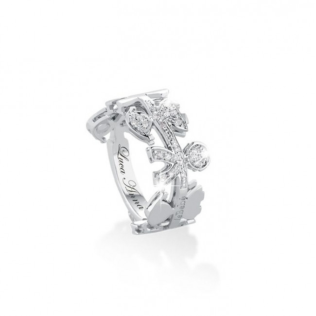 ANELLO LE BEBE' GHIRLANDE BIMBO E BIMBA ORO E DIAMANTI LBB088