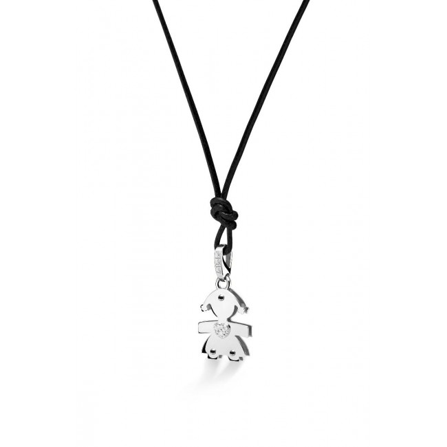 CIONDOLO LE BEBE'  I DIAMANTINI BIMBA IN ORO BIANCO CON CUORE IN PAVÉ DI DIAMANTI LBB063