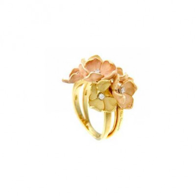 ANELLO ANNAMARIA CAMMILLI BOUQUET IN ORO ARANCIO APRICOT E GIALLO SUNRISE
